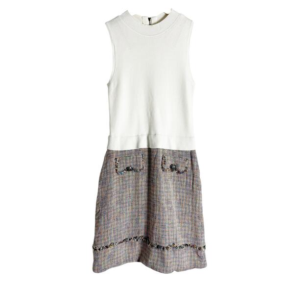 Ted Baker Mayumid Mixed Media Tweed Mock Neck Tank Mini Dress Size 6 - Picture 6 of 14